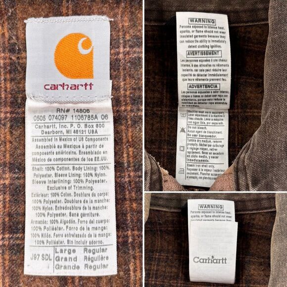 Carhartt Detroit Jacket J97 SDL Vintage Sz. L Plaid Lined - Picture 5 of 8